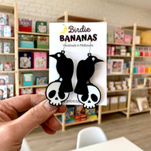 Load image into Gallery viewer, Edgar Allan Poe Raven Earrings