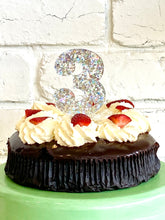 Load image into Gallery viewer, Holographic Silver Number Cake Topper