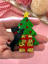 Load image into Gallery viewer, Christmas Scottie Dog Brooch