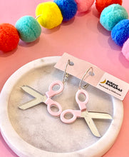Load image into Gallery viewer, Pink Scissor Earrings