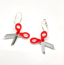 Load image into Gallery viewer, Red Scissor Earrings