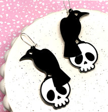 Load image into Gallery viewer, Edgar Allan Poe Raven Earrings