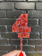 Load image into Gallery viewer, Pink and Red Chunky Glitter Number Cake Topper