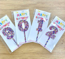 Load image into Gallery viewer, Blue, Gold and Magenta Glitter Number Cake Topper