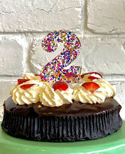 Load image into Gallery viewer, Blue, Gold and Magenta Glitter Number Cake Topper
