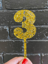 Load image into Gallery viewer, Gold Chunky Glitter Number Cake Topper