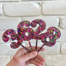 Load image into Gallery viewer, Chunky Magenta Rainbow Glitter Number Cake Topper