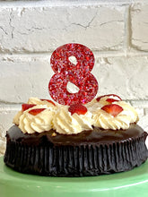 Load image into Gallery viewer, Pink and Red Chunky Glitter Number Cake Topper