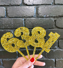 Load image into Gallery viewer, Gold Chunky Glitter Number Cake Topper
