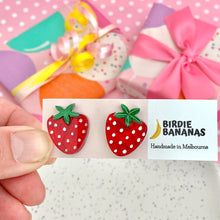 Load image into Gallery viewer, Red Strawberry Stud Earrings
