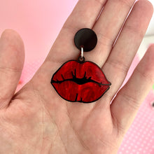 Load image into Gallery viewer, Red Lips Dangle Earrings