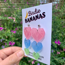 Load image into Gallery viewer, Geometric Heart Dangle Earrings