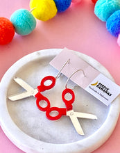 Load image into Gallery viewer, Red Scissor Earrings