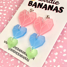 Load image into Gallery viewer, Geometric Heart Dangle Earrings