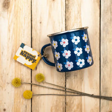 Load image into Gallery viewer, Blue Enamel Retro Flower Print Mug