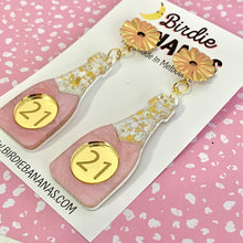 Load image into Gallery viewer, Custom Birthday Number Champagne Bottle Earrings