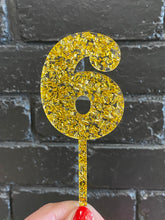 Load image into Gallery viewer, Gold Chunky Glitter Number Cake Topper