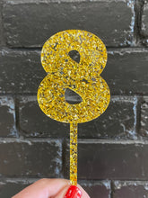 Load image into Gallery viewer, Gold Chunky Glitter Number Cake Topper