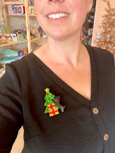 Load image into Gallery viewer, Christmas Scottie Dog Brooch
