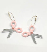Load image into Gallery viewer, Pink Scissor Earrings