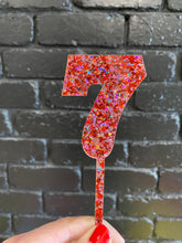 Load image into Gallery viewer, Pink and Red Chunky Glitter Number Cake Topper