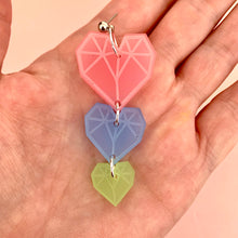 Load image into Gallery viewer, Geometric Heart Dangle Earrings