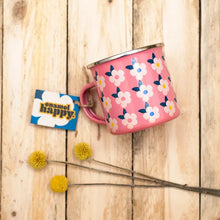 Load image into Gallery viewer, Pink Enamel Retro Flower Print Mug