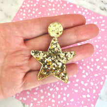 Load image into Gallery viewer, Gold Christmas Star Earrings