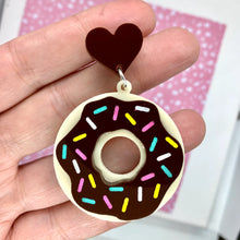 Load image into Gallery viewer, Chocolate Sprinkle Donut Earrings
