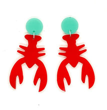 Load image into Gallery viewer, Tropical Red Lobster Earrings