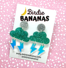 Load image into Gallery viewer, acrylic cloud and lightning earrings