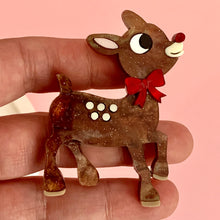 Load image into Gallery viewer, rudolph the red nose reindeer brooch