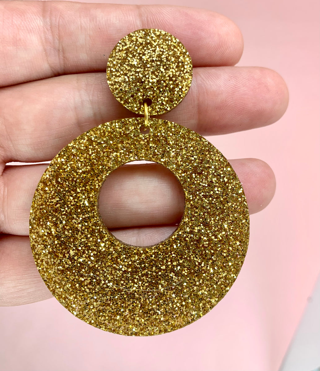 Gold Glitter Hoop Earrings – Birdie Bananas - Main Image