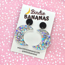 Load image into Gallery viewer, holographic glitter moon earrings