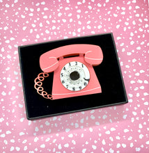 Load image into Gallery viewer, Retro 1950’s Pink Telephone Brooch