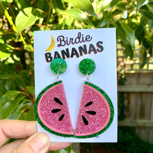 Load image into Gallery viewer, Glitter Watermelon Earrings
