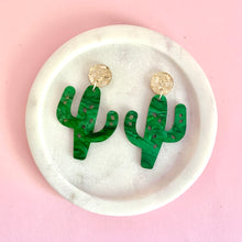 Load image into Gallery viewer, green acrylic cactus earrings