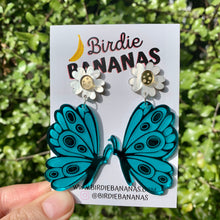 Load image into Gallery viewer, Teal Butterfly Earrings