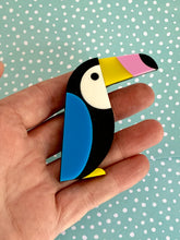 Load image into Gallery viewer, Blue Winged Tropical Toucan Brooch