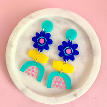 Load image into Gallery viewer, colourful stacked statement earrings