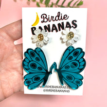 Load image into Gallery viewer, Teal Butterfly Earrings