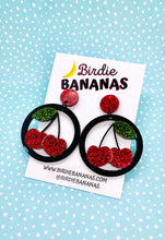 Load image into Gallery viewer, cherry hoop earrings
