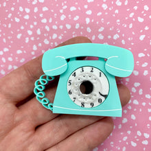 Load image into Gallery viewer, 1950s Mint Retro Telephone Brooch