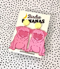 Load image into Gallery viewer, big pink acrylic pug earrings
