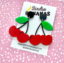 Load image into Gallery viewer, rockabilly cherry earrings