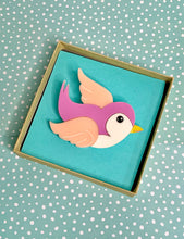 Load image into Gallery viewer, classic Pink bluebird acrylic brooch