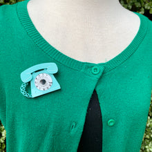 Load image into Gallery viewer, 1950s Mint Retro Telephone Brooch