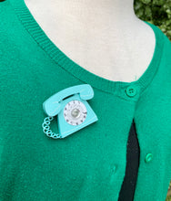 Load image into Gallery viewer, 1950s Mint Retro Telephone Brooch