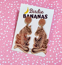 Load image into Gallery viewer, rose pink mirror tiger earrings