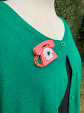 Load image into Gallery viewer, Retro 1950’s Pink Telephone Brooch